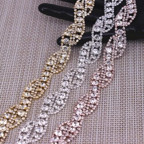 Shiny glass crystal chain rhinestone trim silver crystal chain decoration wedding dress accessories