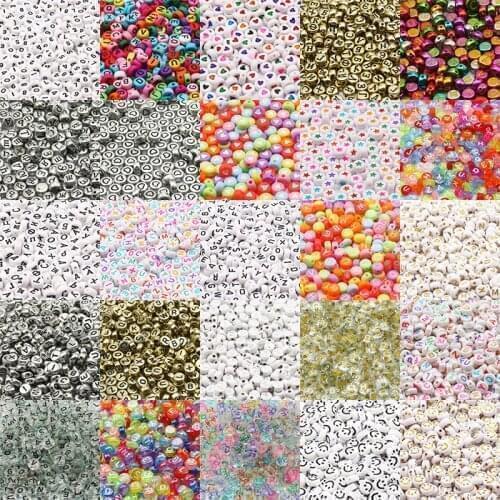 7mm Mixed Russia Letter Acrylic Beads Round Digital Alphabet Star Heart Beads For Jewelry Making Diy Handmade Bracelet Necklace