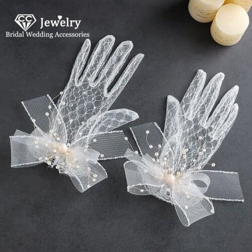 CC Wedding Gloves Women Accessories Bridal Dress Engagement Jewelry Princess Finger Gants Marriage Sheers Butterfly Shape QS88