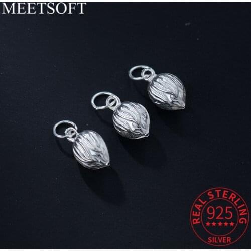 MEETSOFT Trendy S925 Sterling Silver Flower bud Charms of DIY Handmade Making Finding Jewelry drop shipping wholesale Accessory