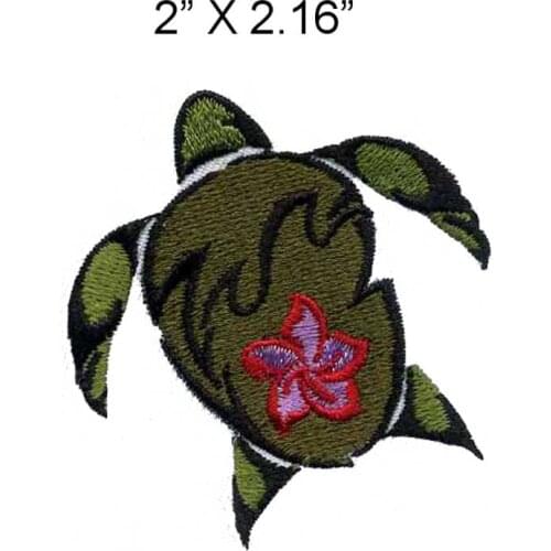 Tortoise with a flower 2.0"wide embroidery patch for lovely/animal/as a pet
