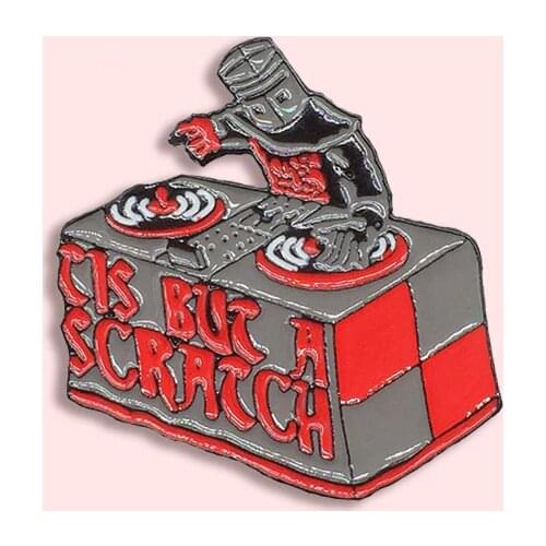 Disc Jockey Enamel Pin Tis But A Scratch Badge Brooch Denim Clothes Music Jewelry Gift For Friends Music Lover