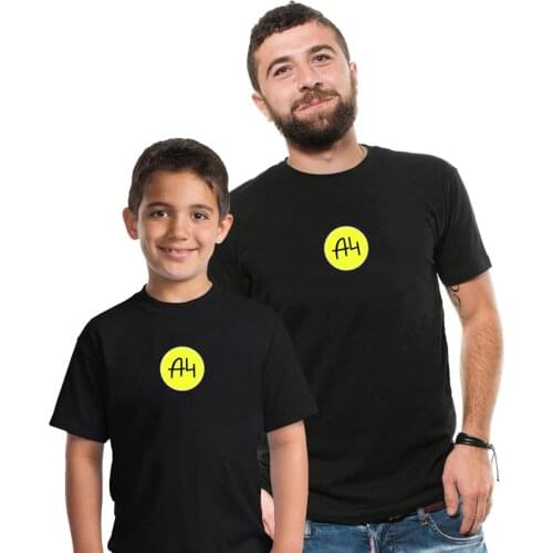 100% cotton new merch A4 round LOGO casual family clothing t shirts tops short sleeve T-shirt children adult мерч a4 tshirts