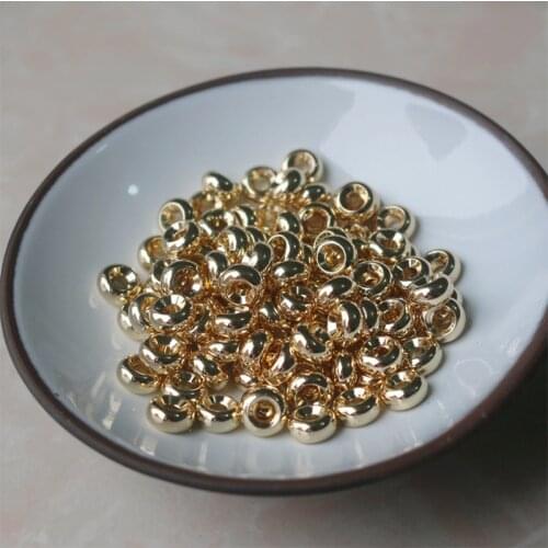 Smooth wheel spacer Beads Vacuum gold plating brass round tire beads for making jewelry accessories 4-6mm 10-100pcs
