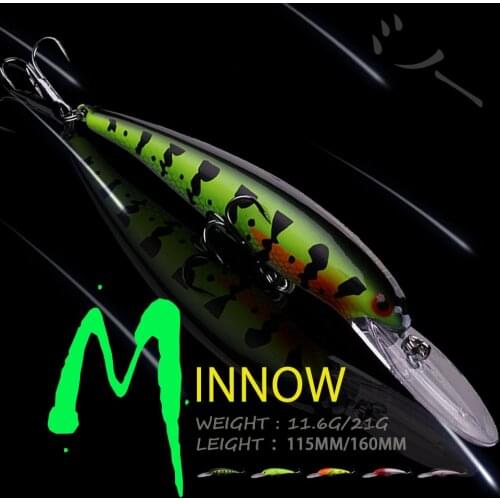 WALK FISH 1PCS 11.5cm 16cm Floating Minnow Deep Diving Trolls Fishing Lure For Bass Pike Walleye Salmon Peche Isca Artificial