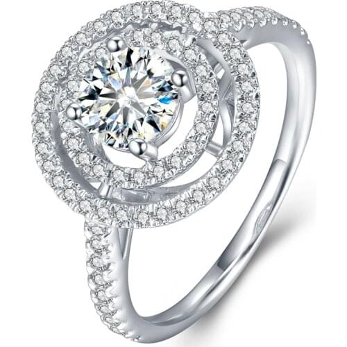 5Carat ct 11mm Round Cut Engagement&Wedding Moissanite Diamond Ring Double Halo Ring Genuine 14K 585 White Gold