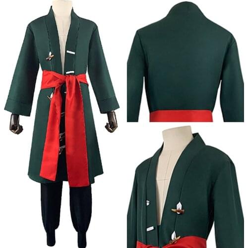 Anime One Piece Roronoa Zoro Cosplay Costume Kimono Uniform Pants Outfits Halloween Carnival Suit