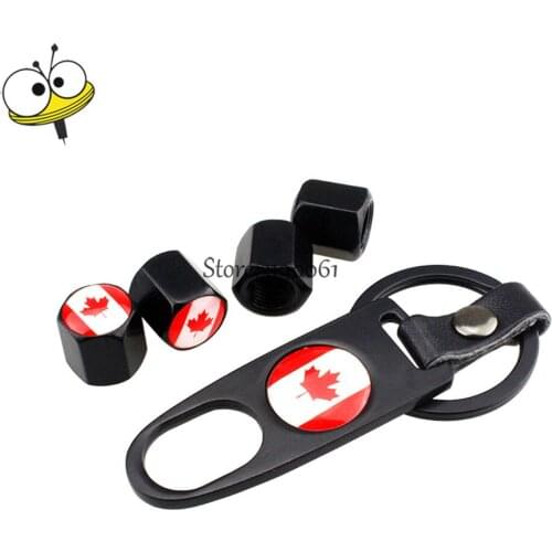Canadian Flag Logo Steel Wheel Tire Valve Stems Caps Tire Valve For Honda Ford Toyota Volkswagen Peugeot Mitsubishi Nissan Mazda