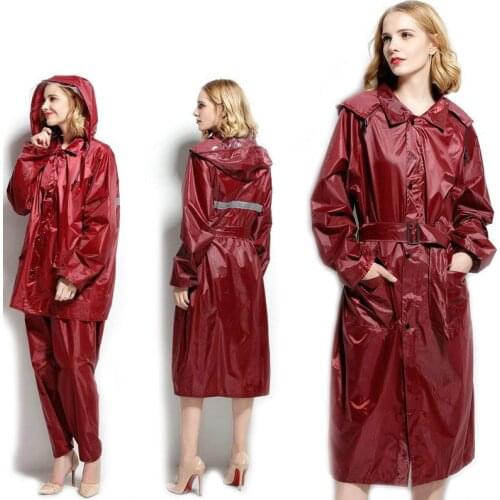 Fashion Women And Men Raincoat Poncho Waterproof Trench Coat Rain Coat With Pants Set Outdoor Split Rain Suit Chubasqueros Mujer