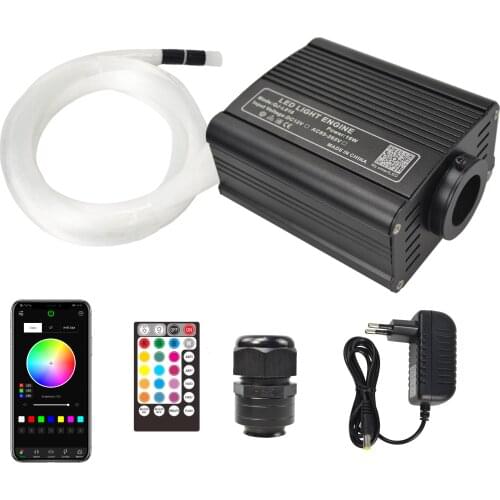 16w rgbw fibra optica plastica kit include app and RF control and music mode car roof light with 1roll 0.75mm fiber optic cable