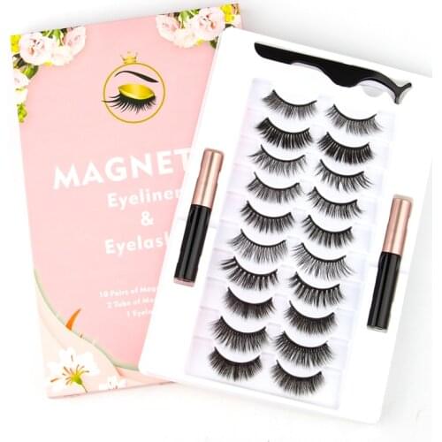 3/5/10 Pairs Magnetic Eyelashes Eyeliner 5 Magnet Natural Short Magnetic False Lashes Set Magnetic Eyeliner Tweezer Makeup Tool