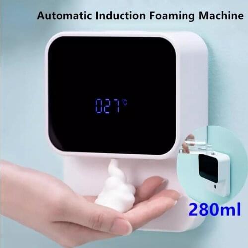 Wall-mounted LED screen Liquid Soap Dispensers Bathroom Auto hand sanitizer machine USB Charging Infrared Induction Hand Washer