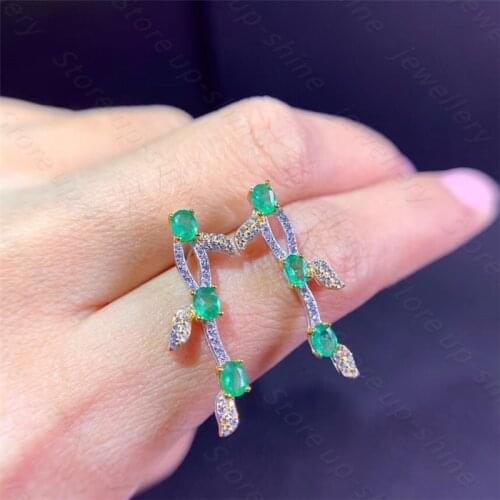 Natural emerald earrings 925 silver womens earrings high-end design luxurious atmosphere