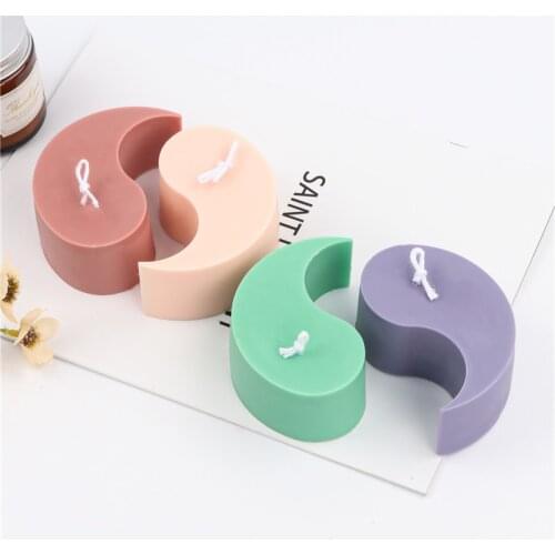 New Symmetrical Tai Chi Fish Silicone Candle Mold for Handmade Desktop Decoration Gypsum Resin Aromatherapy Candle Silicone Mold