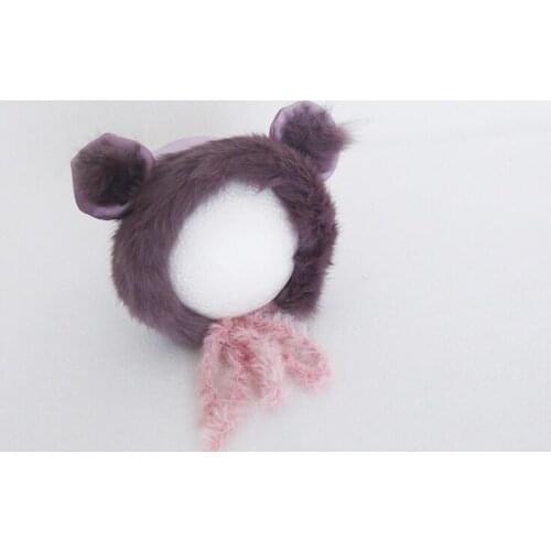 Newborn Teddy Bear Bonnet Photography Props Infant Hat Lovely Bear Cap Handmade Fabirc Bonnet Photo Props