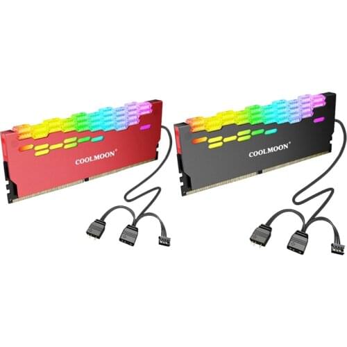 COOLMOON RA-2 Memory Heat Sink, 3Pinx2+4Pinx1 5V Shenguang Sync ARGB Desktop Memory Module Cooling Vest