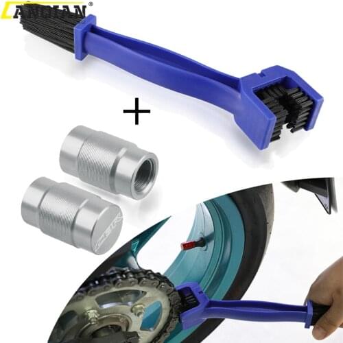 Motorcycle Chain Cleaning Maintenance Brush Vehicle Wheel Tire Valve Stem Caps Covers For Honda CBR900 CBR900RR CBR650F CBR650R