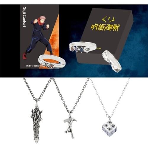 Anime Jujutsu Kaisen Necklace Itadori Yuji Cosplay Accessories Gojo Satoru Ring Kugisaki Nobara Pendant Suit
