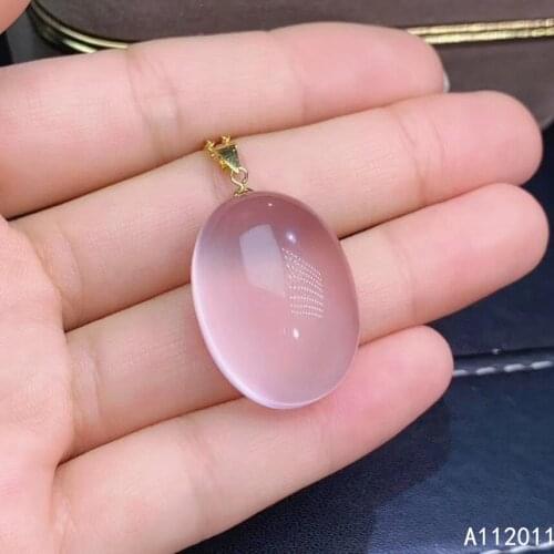 KJJEAXCMY Fine Jewelry 18K gold inlaid Natural Rose Quartz Female Pendant Necklace luxury Support test