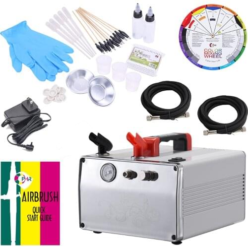 OPHIR DC 12V Portable Air Compressor with Tank Adjustable Air Pressure & Color Wheel & Airbrush Accessories for Car Painting