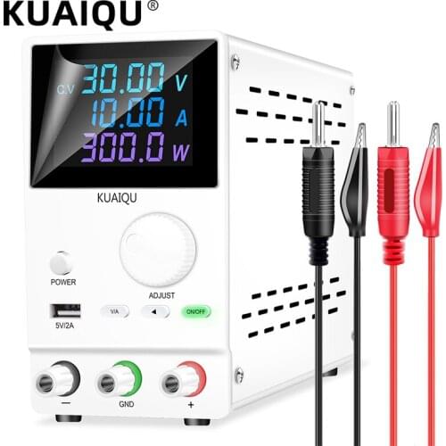 KUAIQU Adjustable Switching DC Power Supply 30V 10A Digital Lab Bench Power Source Stabilized Power Supply Voltage Regulator