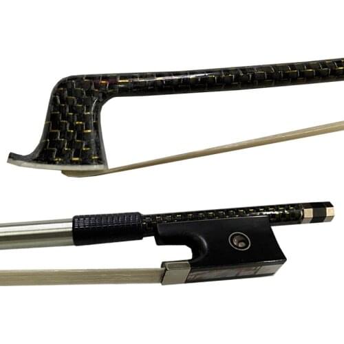 Free Shipping Top grade 1pc New 4/4 szie gold silk Carbon fiber violin bow with nickel silver Ebony Frog pair eye