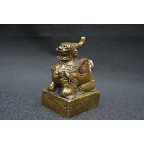 Collectable Old Ming Dynasty Copper seal statue,with mark, Free Shipping