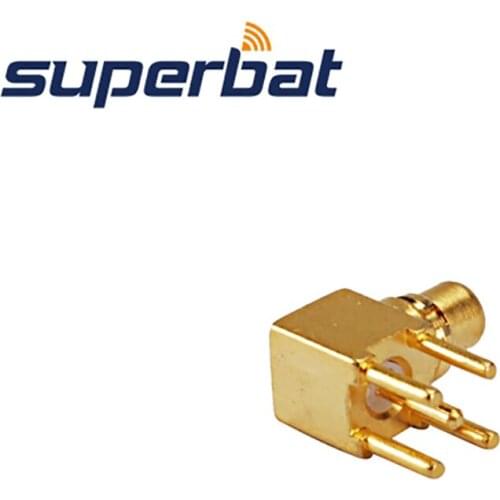 Superbat 10pcs MMCX thru hole Plug Right Angle PCB Mount with Solder Post RF Connector