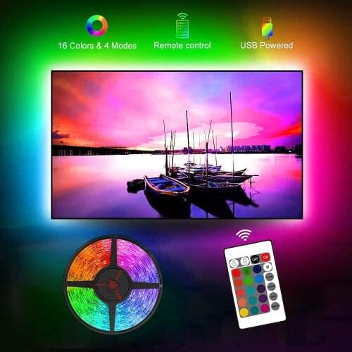 3M/5M 9.8FT LED Strip Lights TV LED Backlights with Bluetooth APP Control for 40-75 inch TV Adapter USB Powered