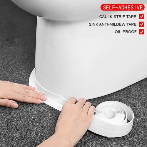 Bathroom Shower Sink Bath Sealing Strip Tape White PVC Self adhesive Waterproof Wall Sticker Bathroom Kitchen Anti-Mildew Tape