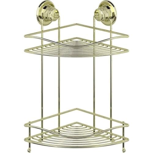 Bathroom Corner Shelf Gold -Techno-wire Vacuum 2-Tier