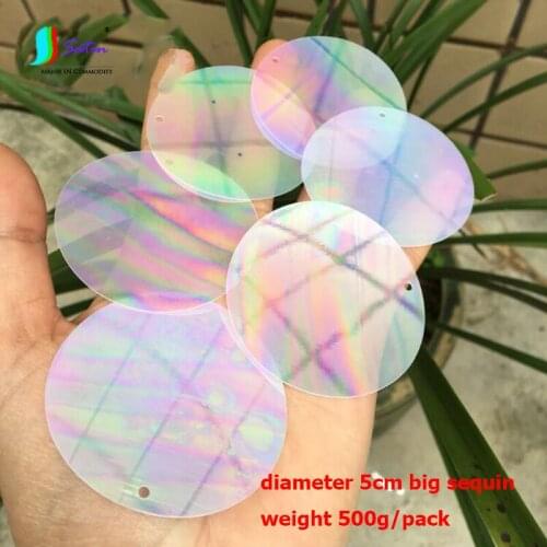 Wholesale Big Size 50mm Round Colorful White Loose Sequins,Diameter 5cm White Color Intrigue Big Sequins S0457L