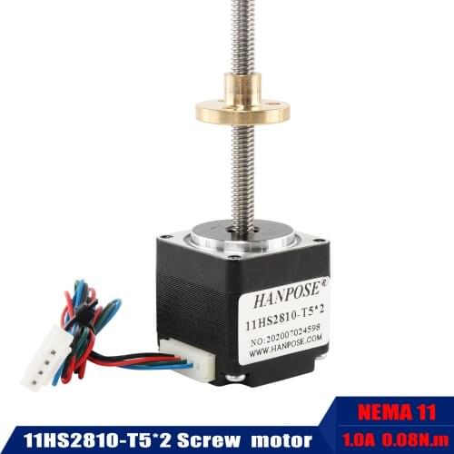 NEMA11 screw motor 11HS2810-T5*2 Lead range screw stepper motor length 250mm200mm300 mm for mini cnc 3D printer