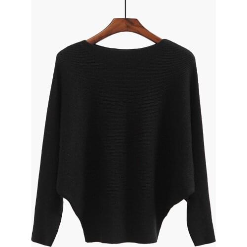 Womens boat neck batwing sleeves Sweaters and Pullovers Coat Batwing Sleeves Loose Cashmere Sweatershirt Female Wool Knitted