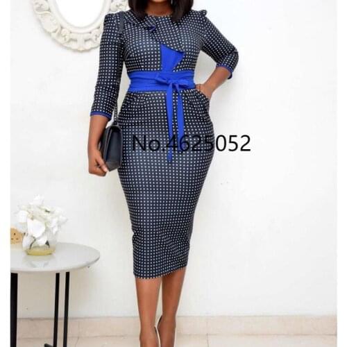 Ladies Fashion Dress Spring Autumn African women Office Dress Business party temperament dress