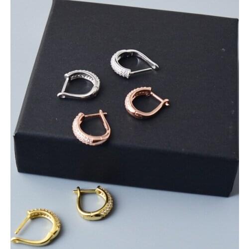 NEW 925 sterling silver ear ring zircon semicircle ear ring ear bone ear buckle trend fashion temperament girl woman ear jewelry