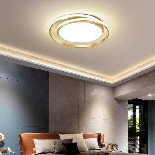 Golden Simple luxury LED Restaurant eiling light Modern Warm Bedroom Round Ceiling Lamp Nordic Creative Study Ceiling lighting