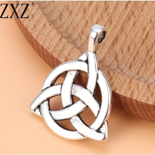 ZXZ 10pcs Keltic Knot Trinity Triquetra Statement Charms Pendants For Necklace Jewelry Making Findings 34X27mm
