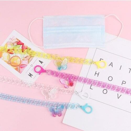 1PC Candy Color Mask Chain Butterfly Anti-lost Lanyard Holder Fashion Cute Sunglasses Retainer Eyewears Neck Holder Accessory