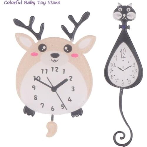 1Pc Cute 1:12 Scale Dollhouse Miniature Cartoon Wall Clock Play Doll House Decor