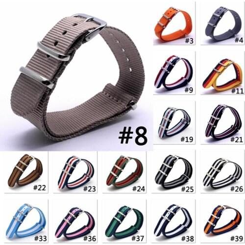 10PCS 2019 style Nato Strap Watchband Silver Buckle Army Military Nylon Watch Band Bracelet For Watch Bracelet 16 18 20 22 24 MM