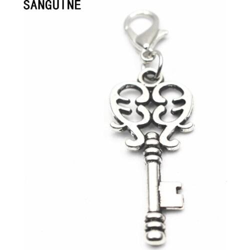 12pcs/lot Alloy key dangle charms lobster clasp hanging charm DIY bracelet&pendant floating charms jewelry