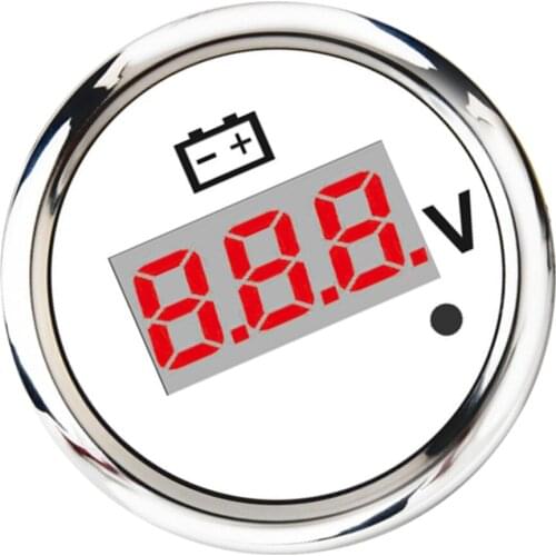316L stainless steel Marine Boat Digital Display Voltmeter Voltage Meter 8-32V 52mm 2" White