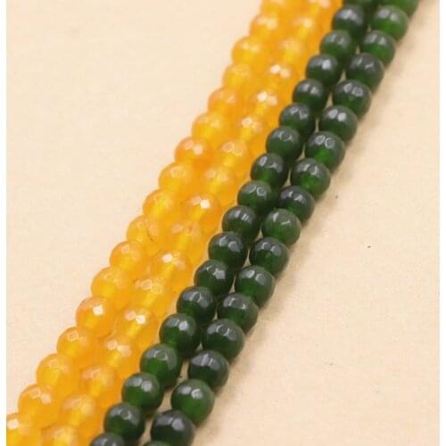 Charms Faceted Round Loose Beads Jades for Jewelry Making 2 Colors Natural Stone Beads Jaspers 6 8 10mm DIY Accessories 15" A840