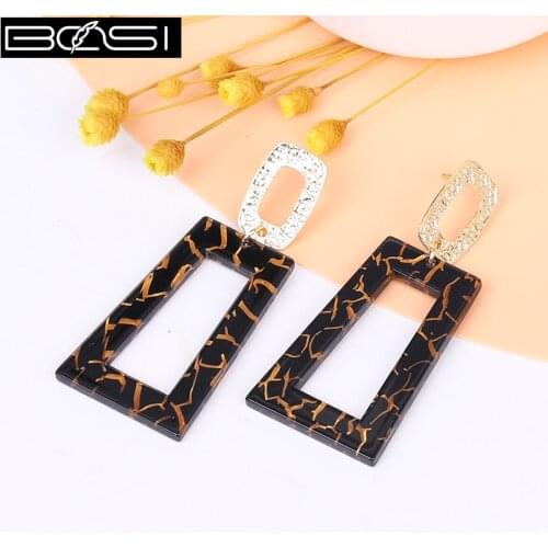 BOSI korean black earrings for women 2021 drop earrings fashion jewelry arcylic geometric long dangle cute earings statement cc