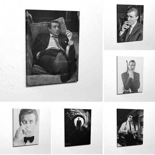 James Bond Daniel Craig Gun Black and White Canvas Wall Art Print