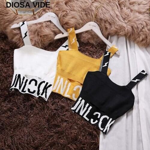 Short chic sleeveless vest female 2020 summer hole exposed navel knitted sling hit color letter bottoming shirt tide