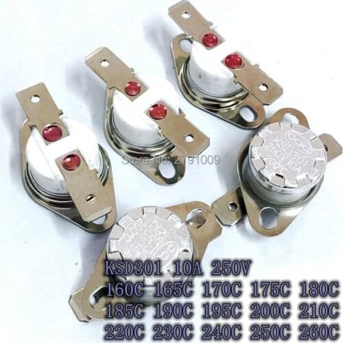 KSD301 260C Temperature Switch 10A250V Normally Closed Automatic Disconnection 250 Degrees NC Ceramic Switch 210C 220 180 220C