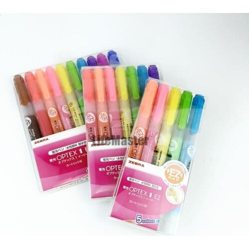 LifeMaster Zebra Optex 1 EZ Highlighter 4mm 5Colors/7Colors/10Colors Set Marker Pen School and Office Supplies WKS11