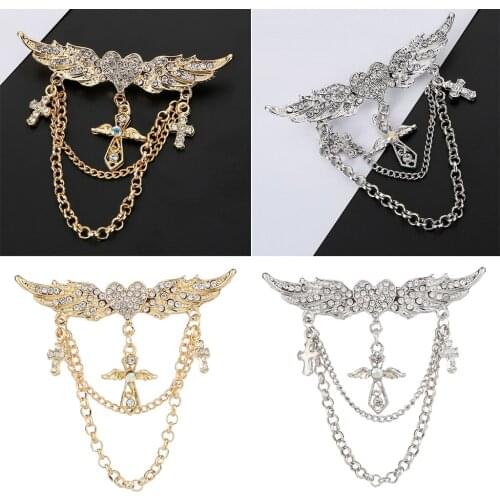 Fashion Men Suit Pin Rhinestone Angel Brooches Pins Accessories Gifts